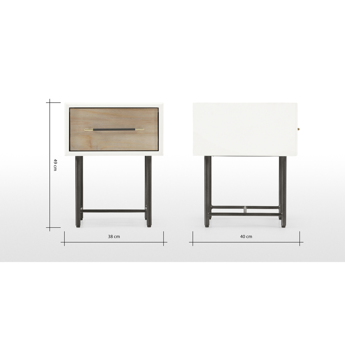 Ocanda Bedside Table, White & Pine – image 8