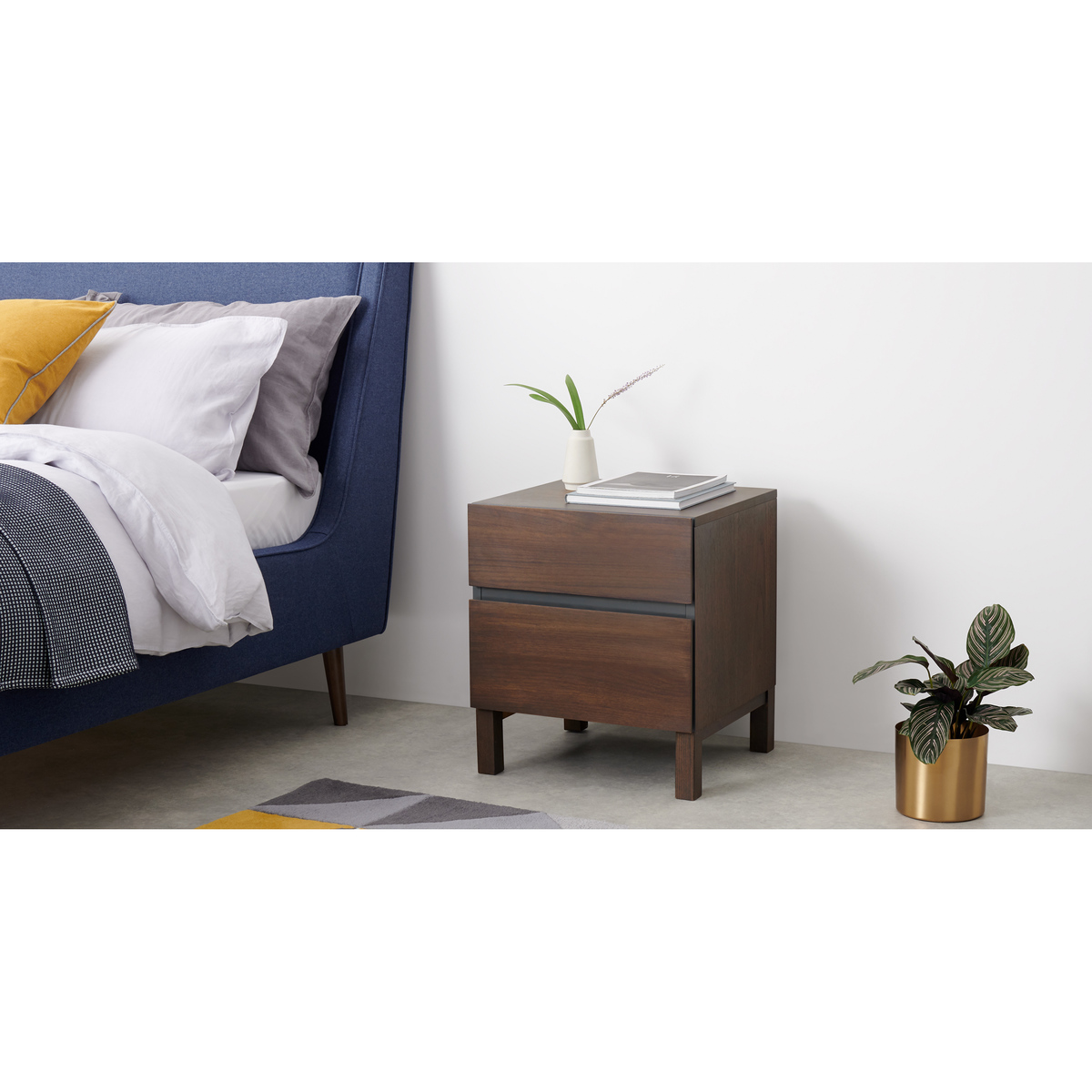 Xander Bedside Table, Walnut & Charcoal Grey – image 3