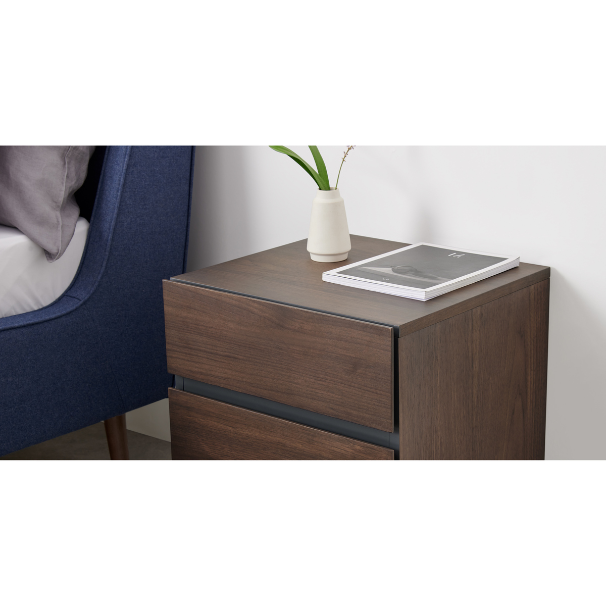 Xander Bedside Table, Walnut & Charcoal Grey – image 4