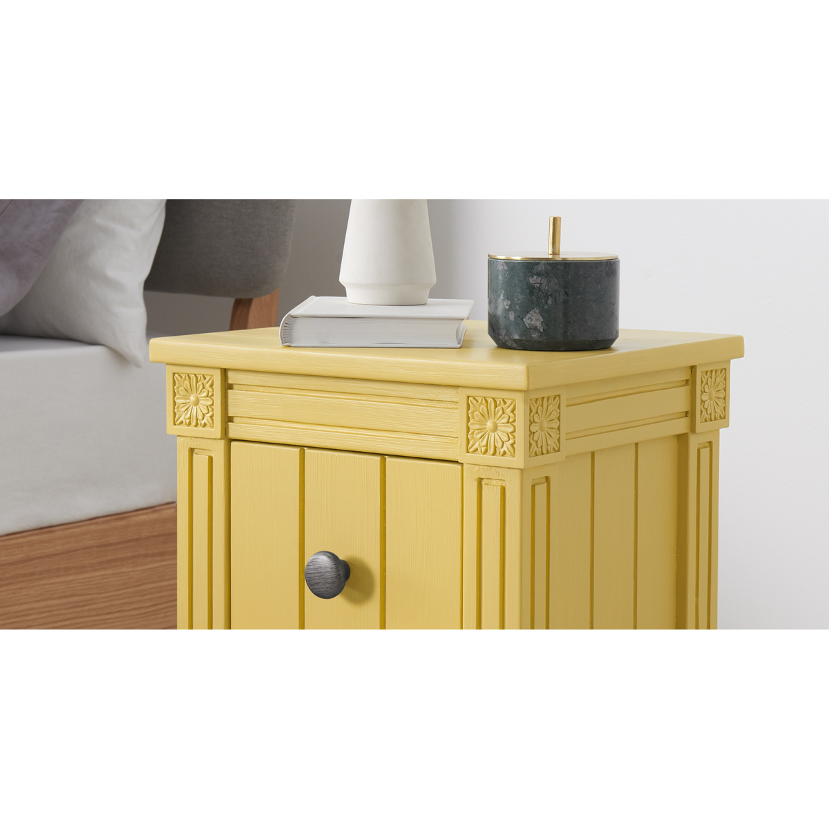 Bourbon Vintage Set of 2 Compact Bedside Table, Mustard – image 5