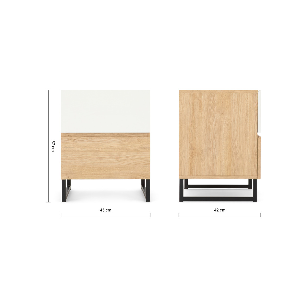 Hopkins Bedside Table , Oak Effect & White – image 4