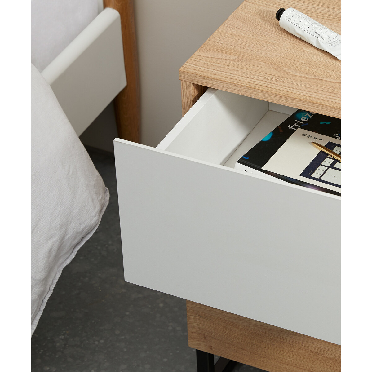 Hopkins Bedside Table , Oak Effect & White – image 6