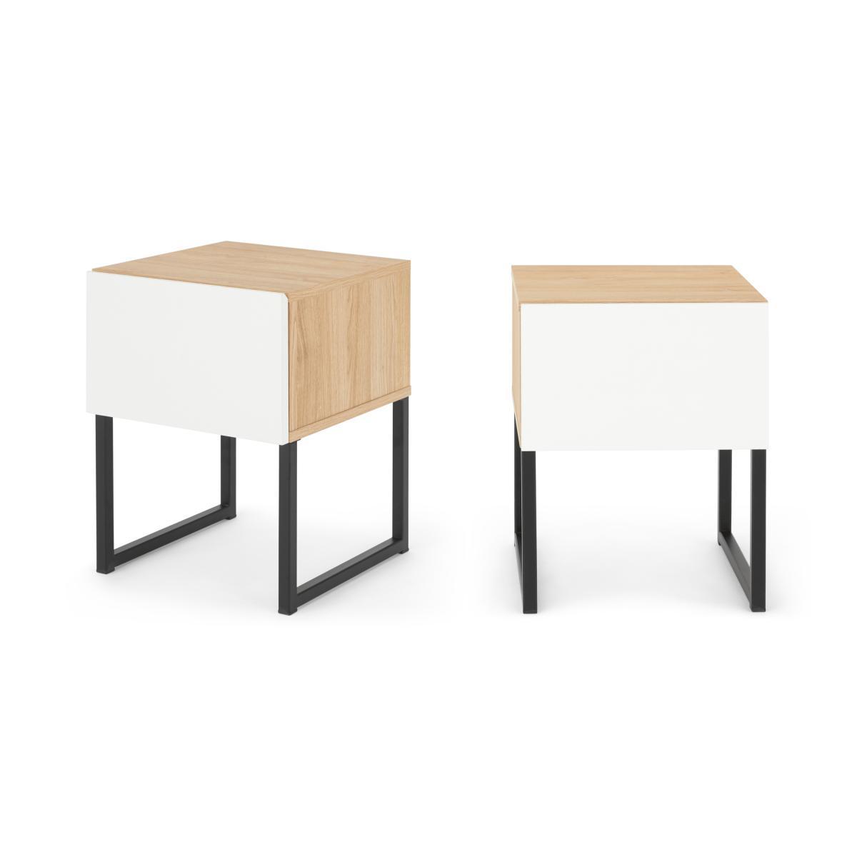 Hopkins Set of 2 Bedside Tables , Oak Effect & White – image 2