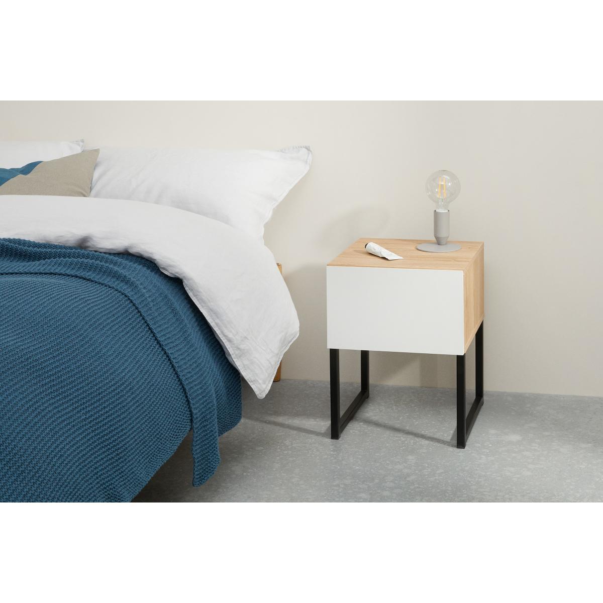 Hopkins Set of 2 Bedside Tables , Oak Effect & White – image 3