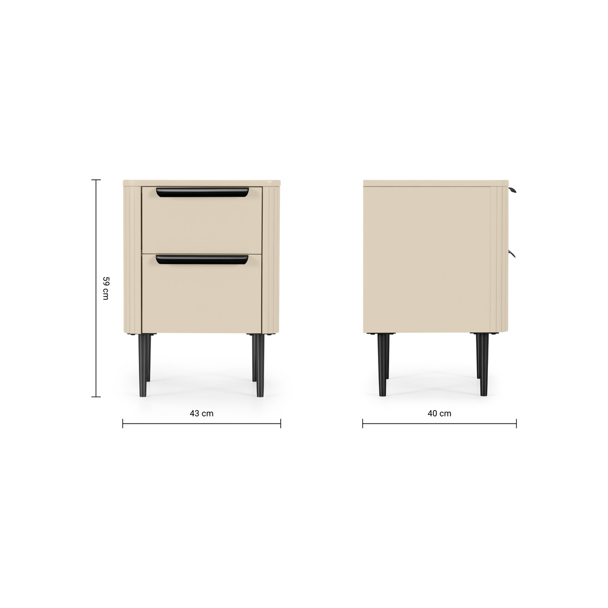 Ebro Bedside Table, Ivory White & Black – image 3