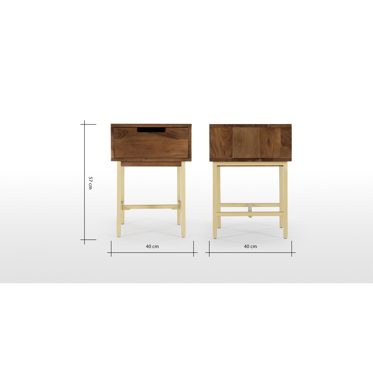 Tayma Bedside Table, Acacia Wood & Brass – image 3
