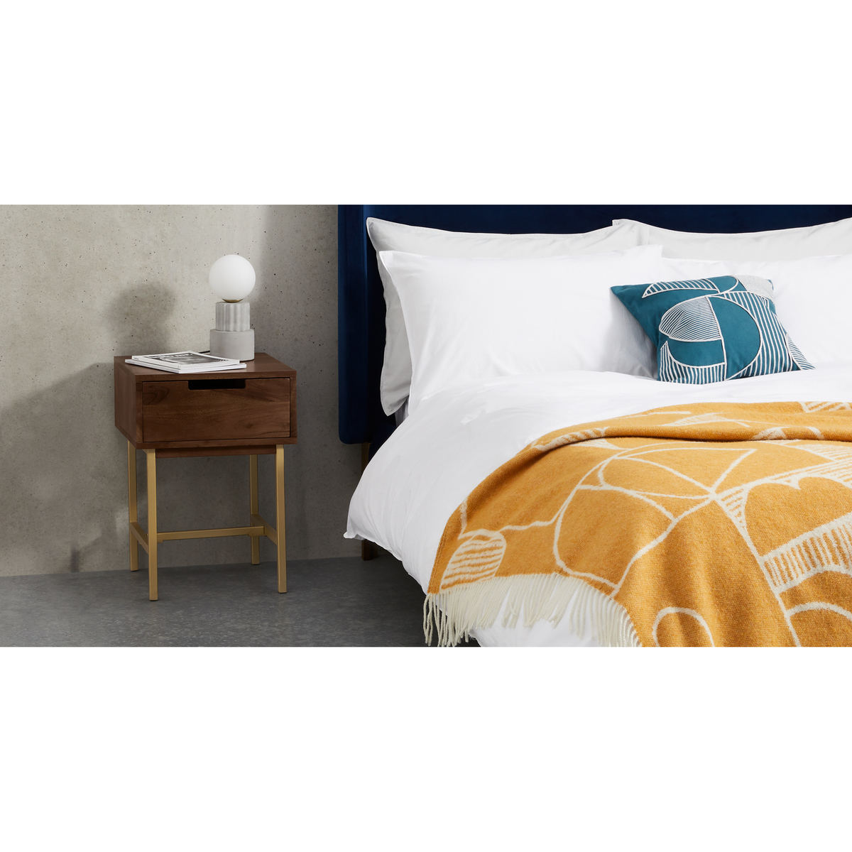 Tayma Bedside Table, Acacia Wood & Brass – image 4