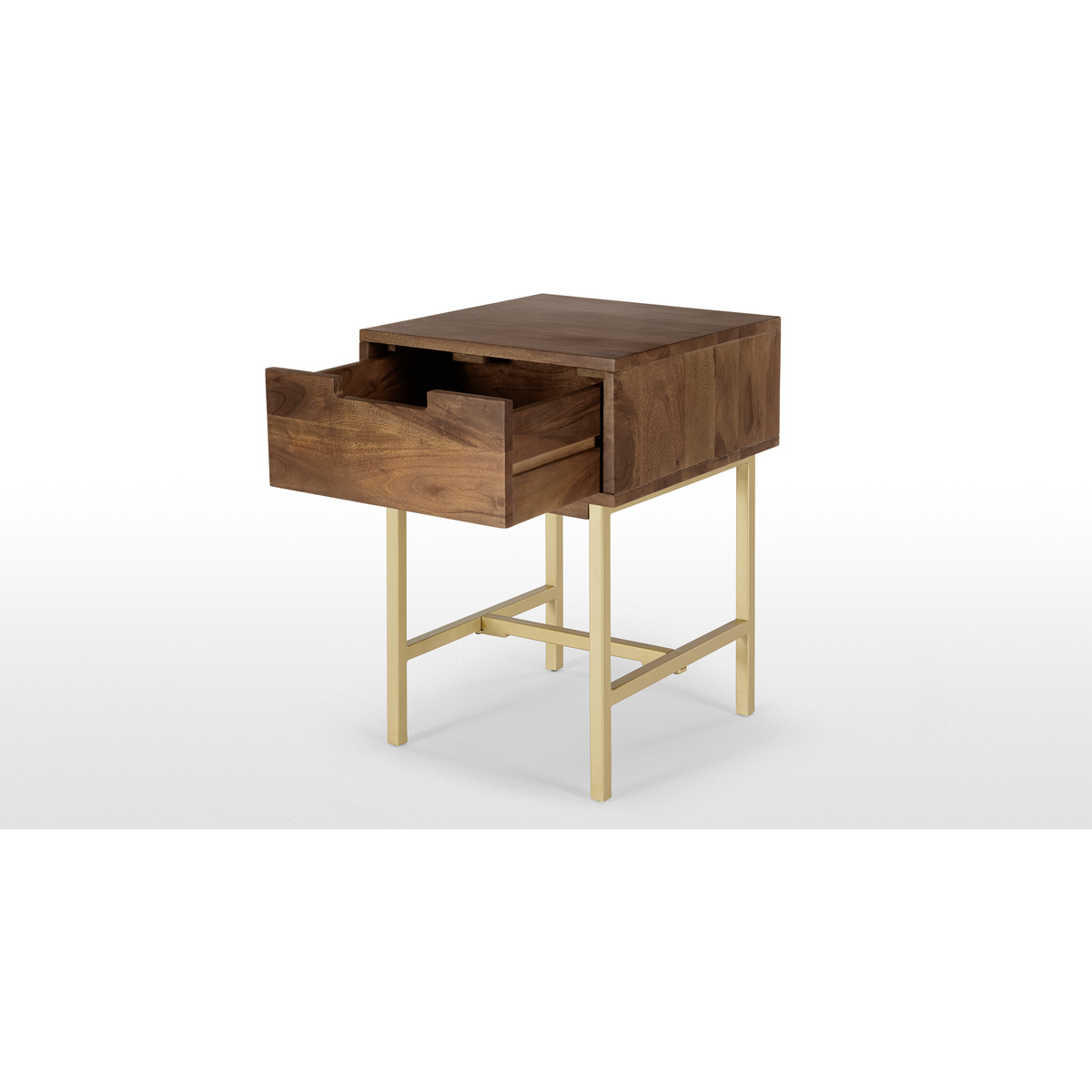 Tayma Bedside Table, Acacia Wood & Brass – image 8