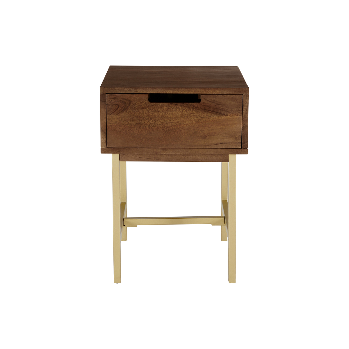 Tayma Bedside Table, Acacia Wood & Brass – image 2