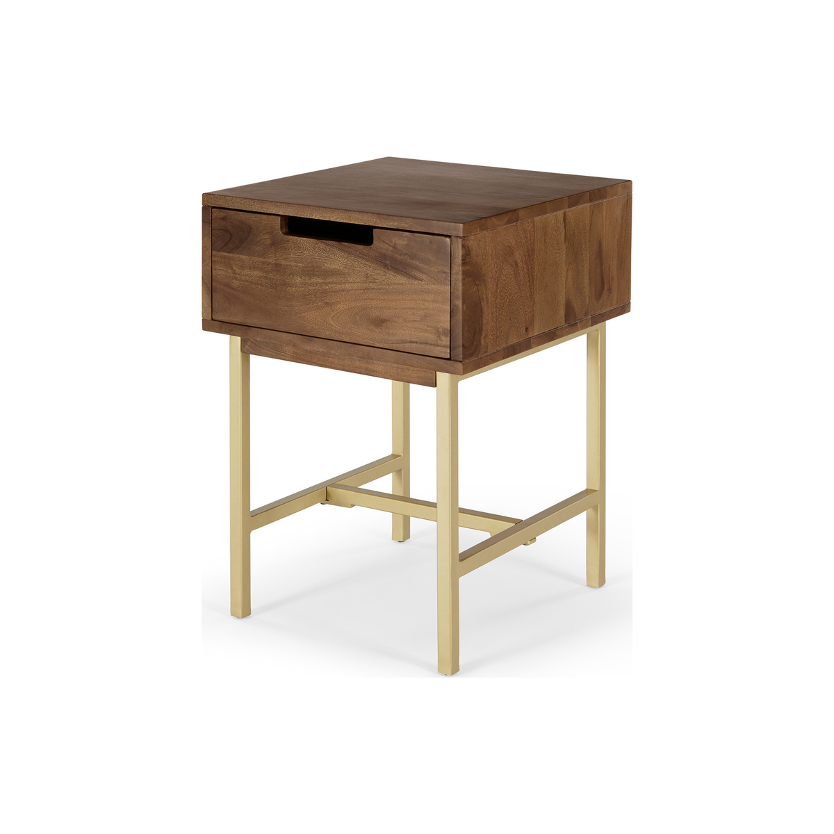Tayma Bedside Table, Acacia Wood & Brass – image 1