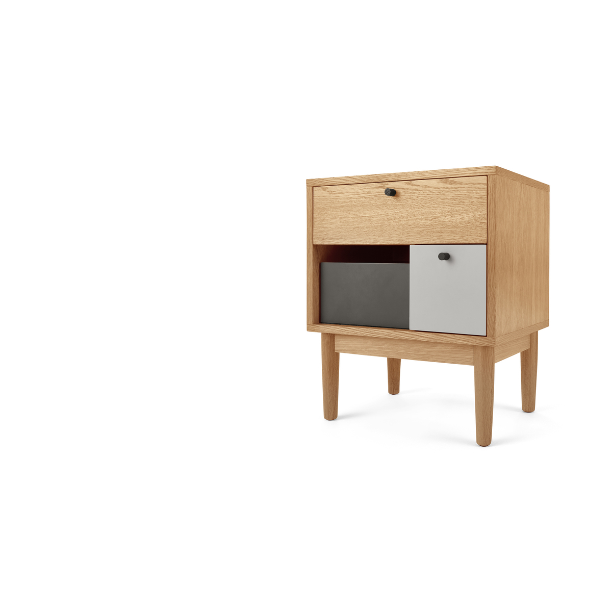 Campton Bedside Table, Oak & Grey – image 2
