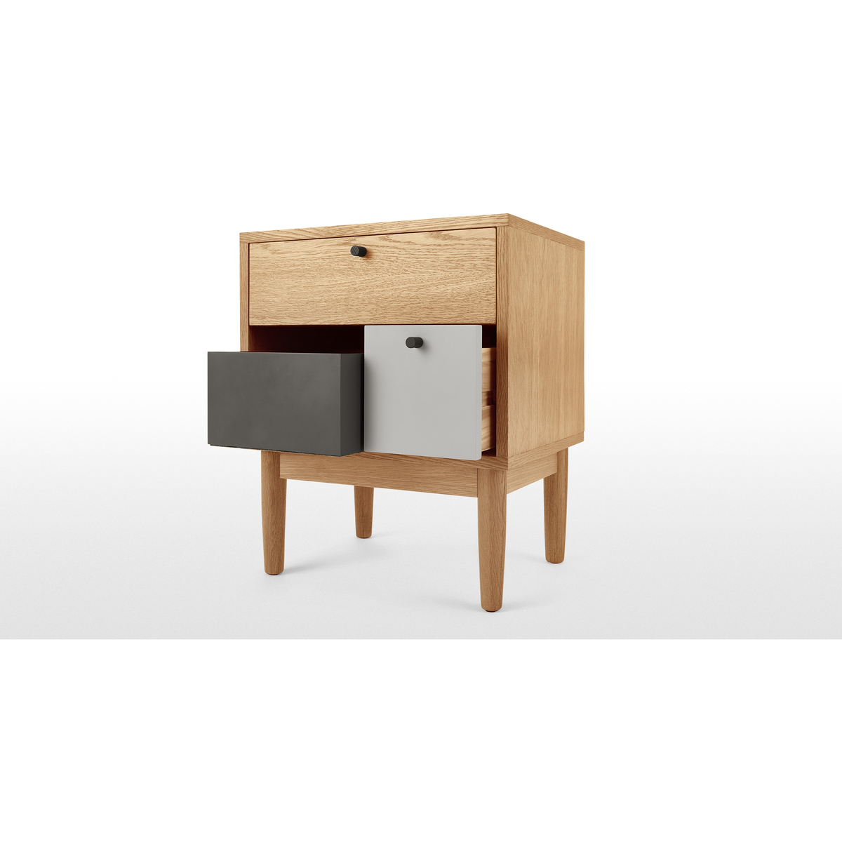 Campton Bedside Table, Oak & Grey – image 5