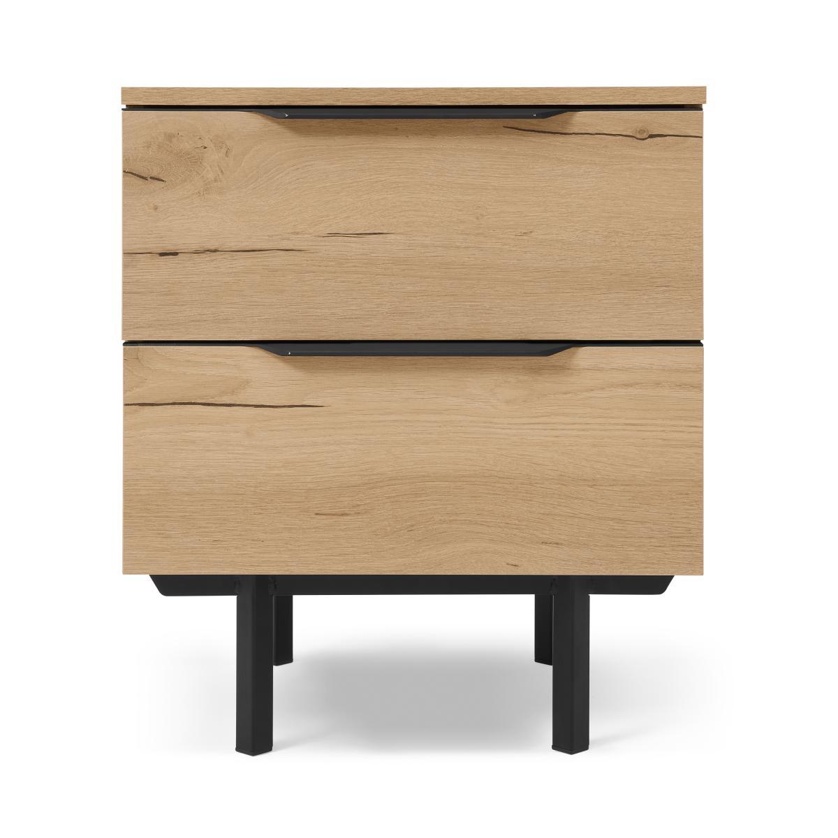 Damien Bedside Table, Oak Effect & Black – image 2