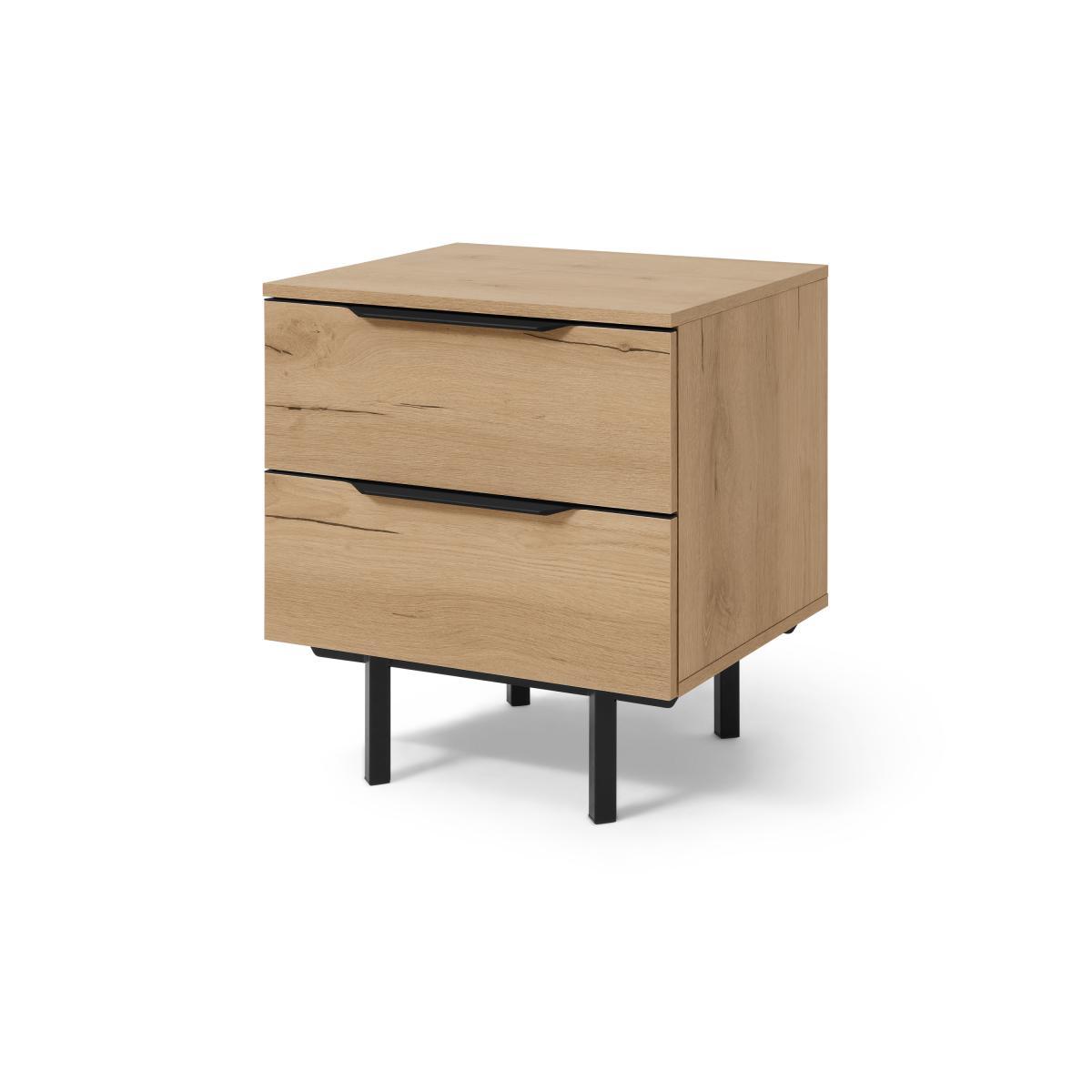Damien Bedside Table, Oak Effect & Black – image 3