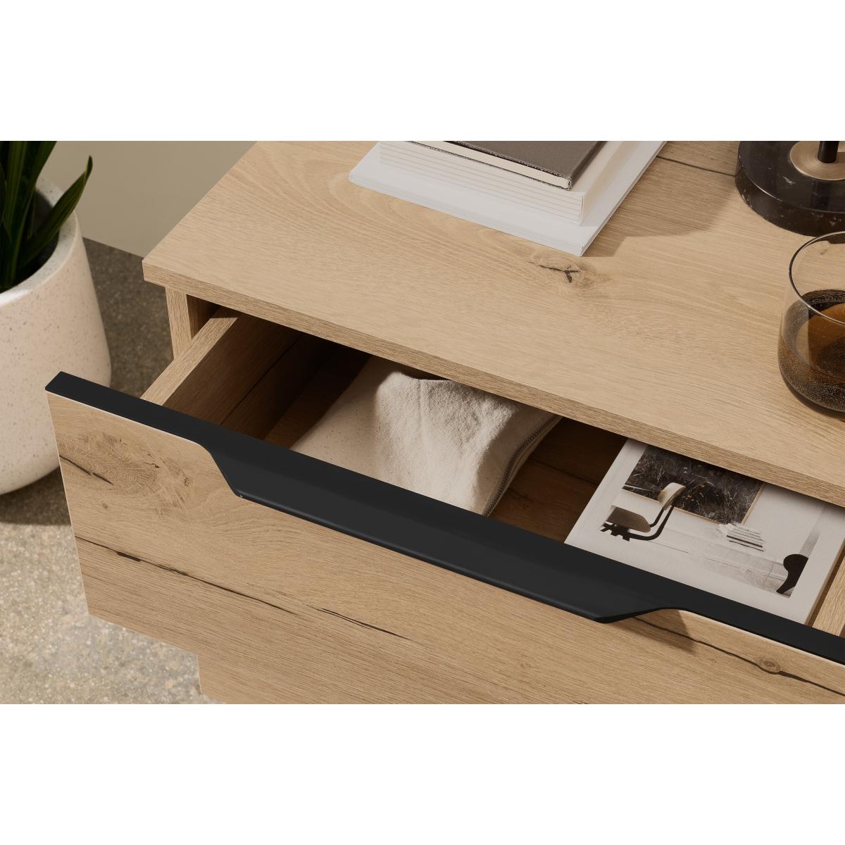 Damien Bedside Table, Oak Effect & Black – image 5