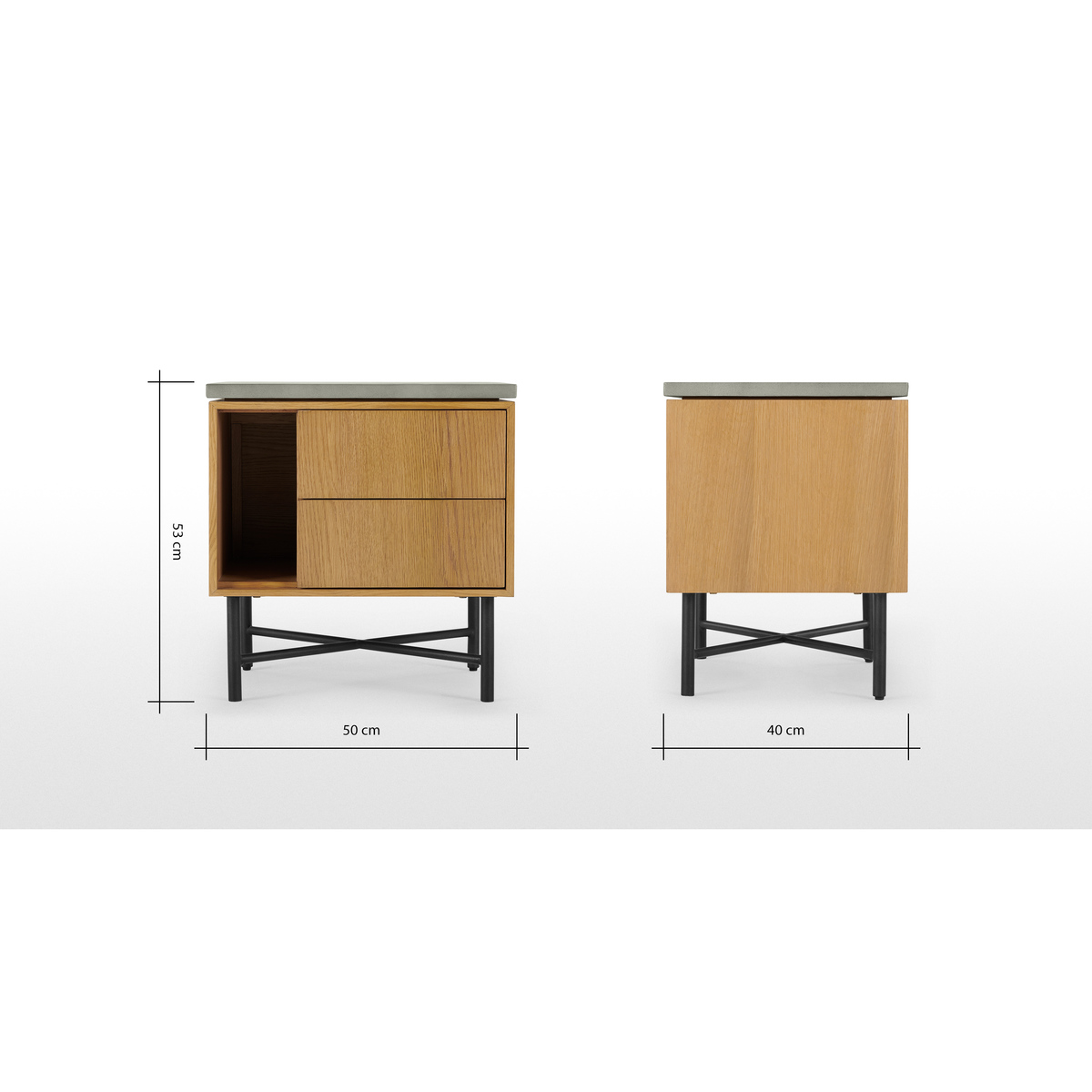Dara Bedside Table, Oak & Concrete – image 7