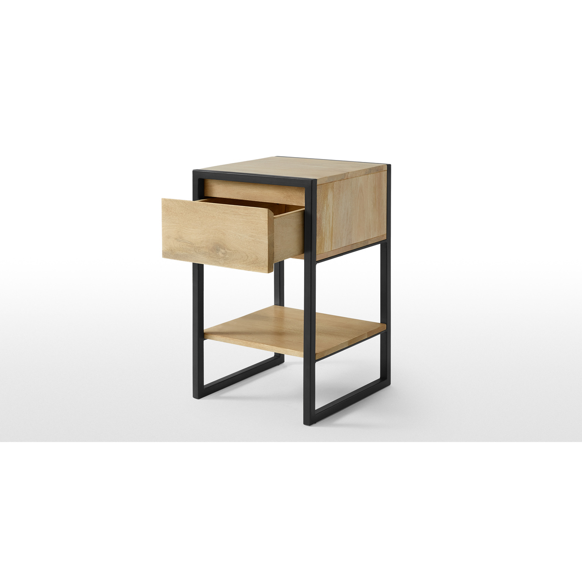 Rena Bedside table, Light Mango Wood and Black Metal – image 4