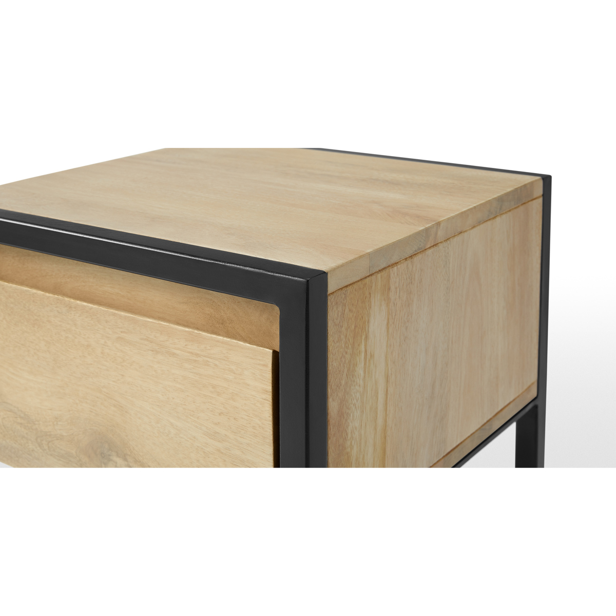 Rena Bedside table, Light Mango Wood and Black Metal – image 5
