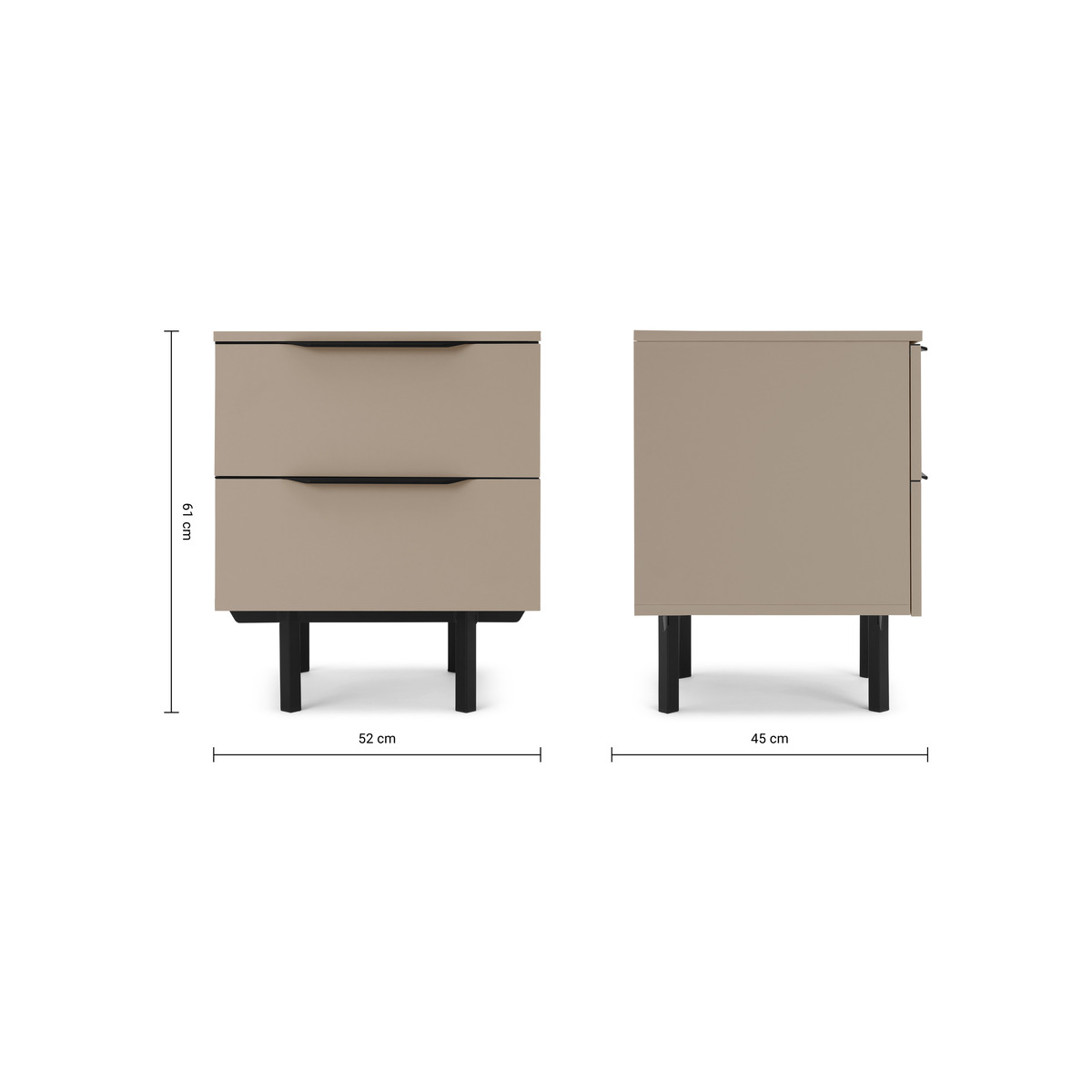 Damien Bedside Table, Cappuccino & Black – image 2
