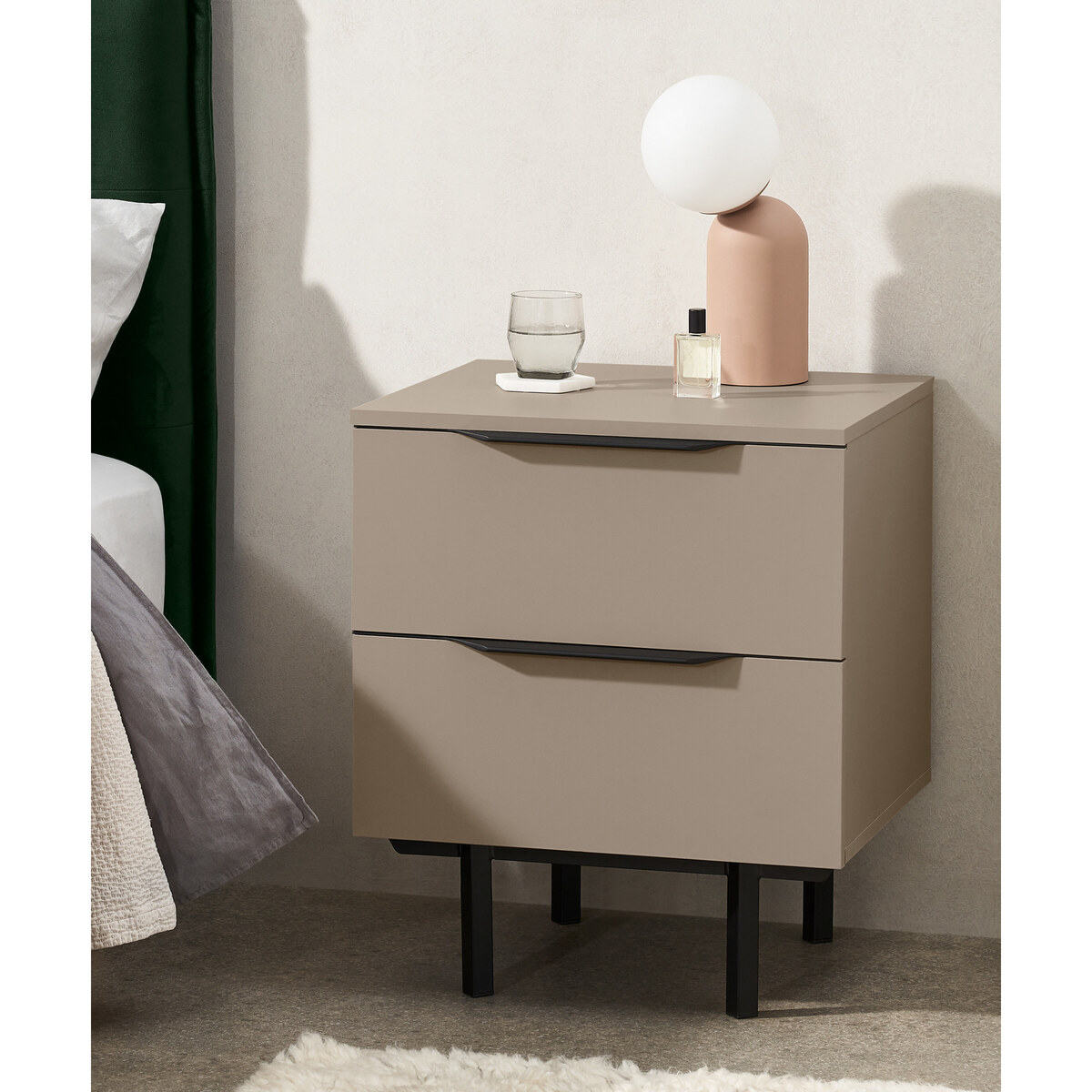 Damien Bedside Table, Cappuccino & Black – image 3