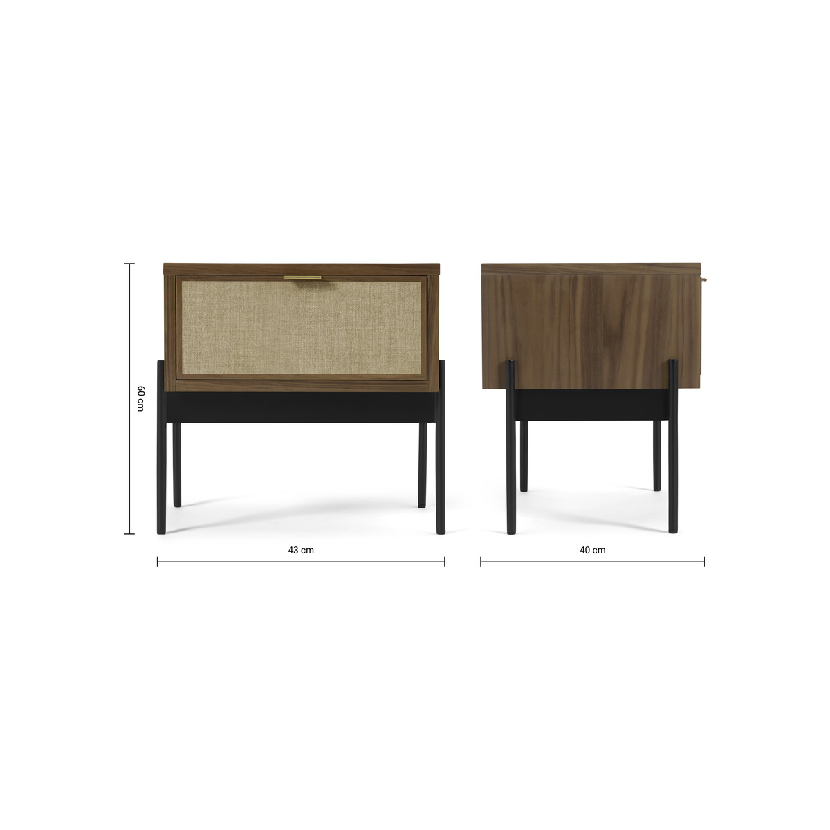 Balmore Bedside Table, Walnut & Hessian – image 3