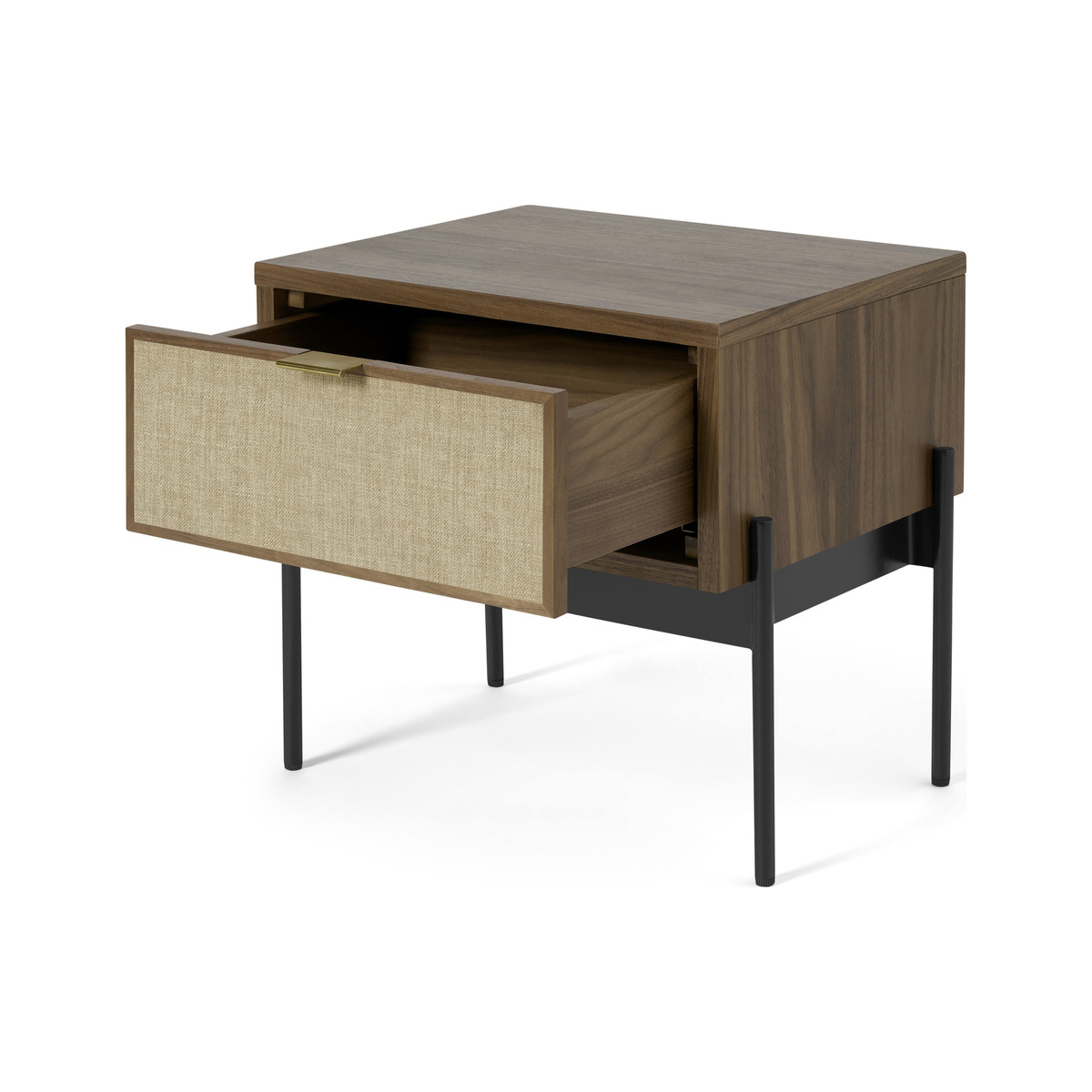 Balmore Bedside Table, Walnut & Hessian – image 7