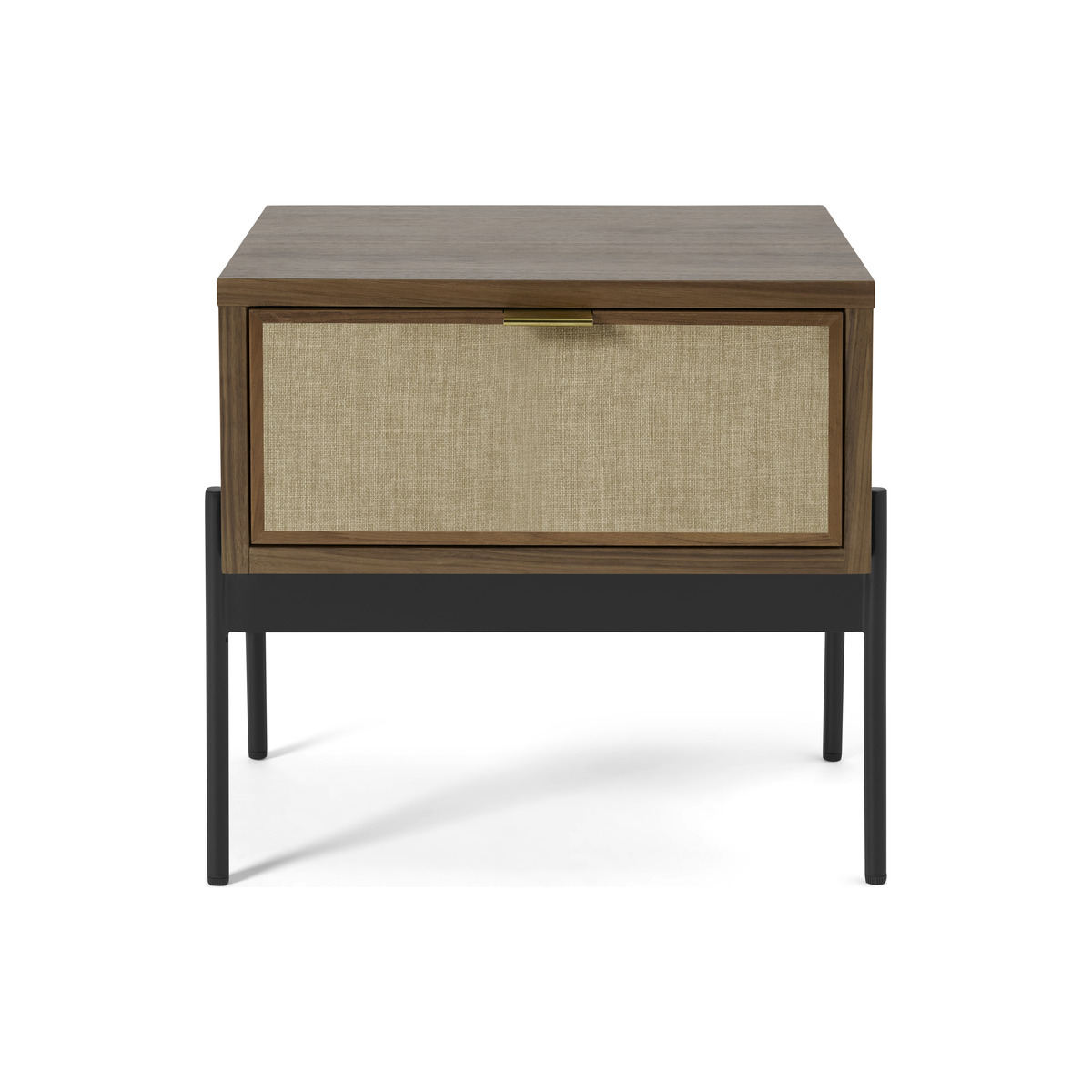 Balmore Bedside Table, Walnut & Hessian – image 1