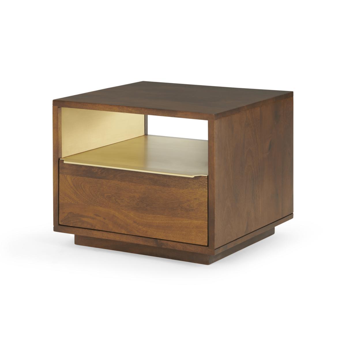 Anderson Bedside Table, Mango Wood & Brass – image 3