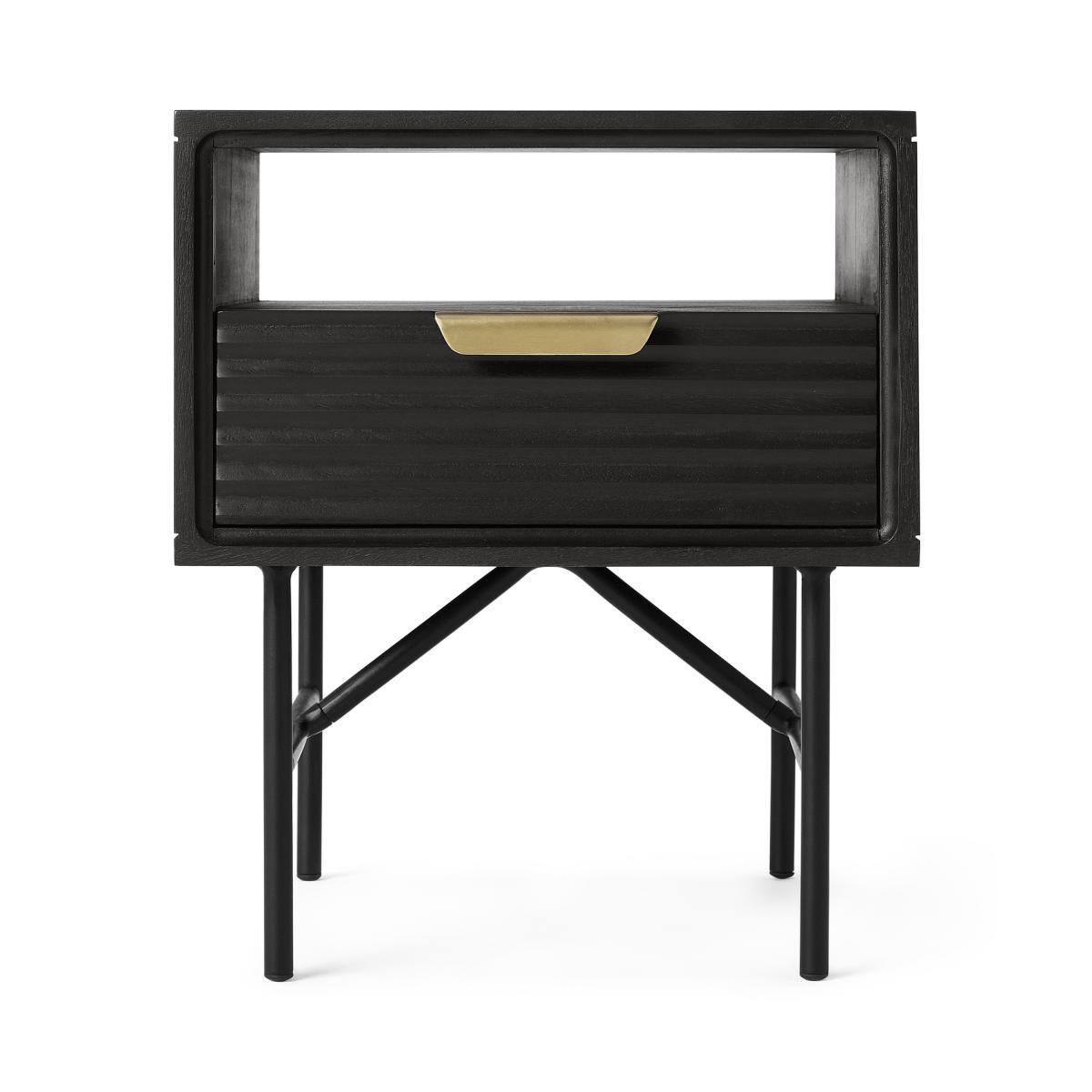 Haines Bedside Table, Black Stain Mango Wood & Brass – image 2