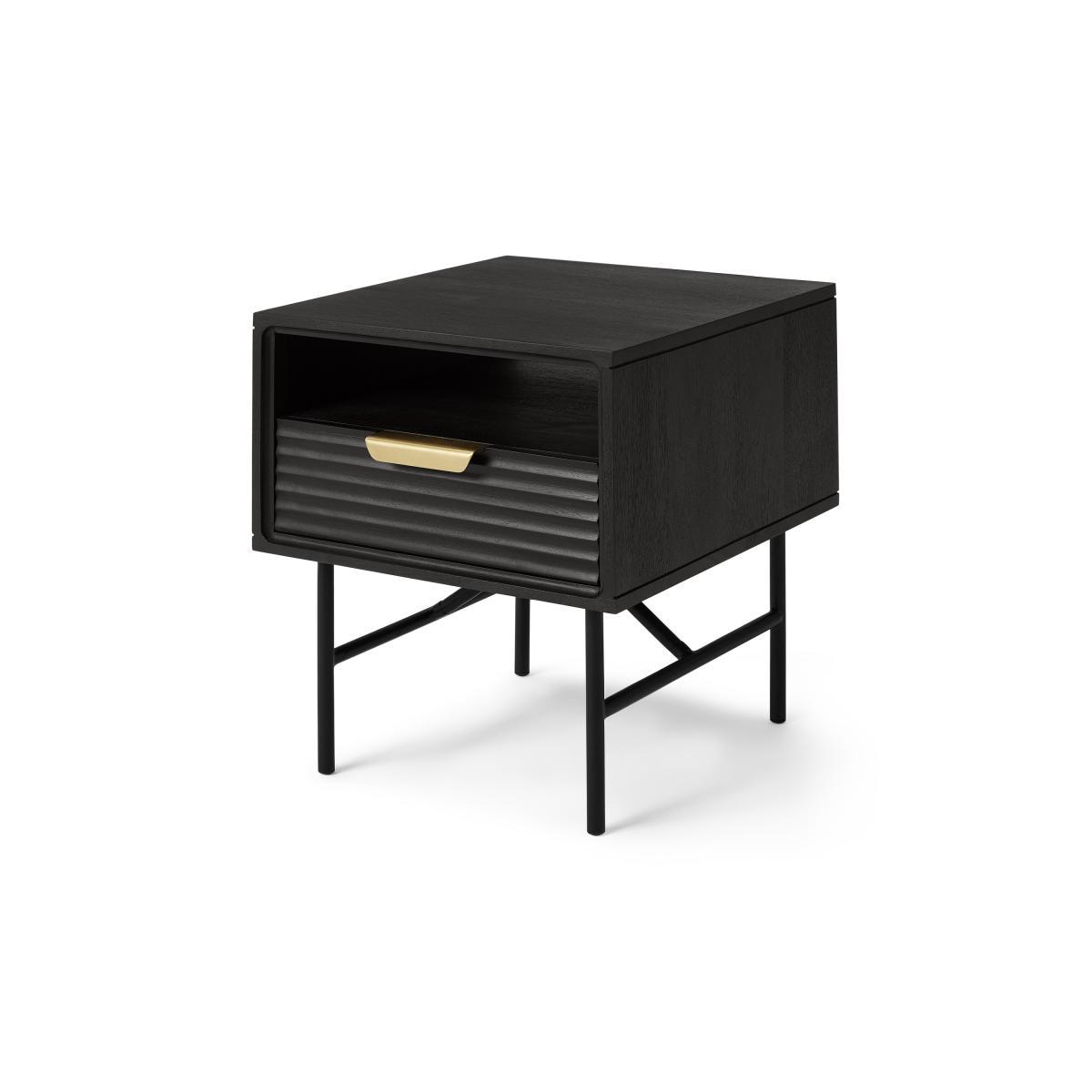 Haines Bedside Table, Black Stain Mango Wood & Brass – image 3