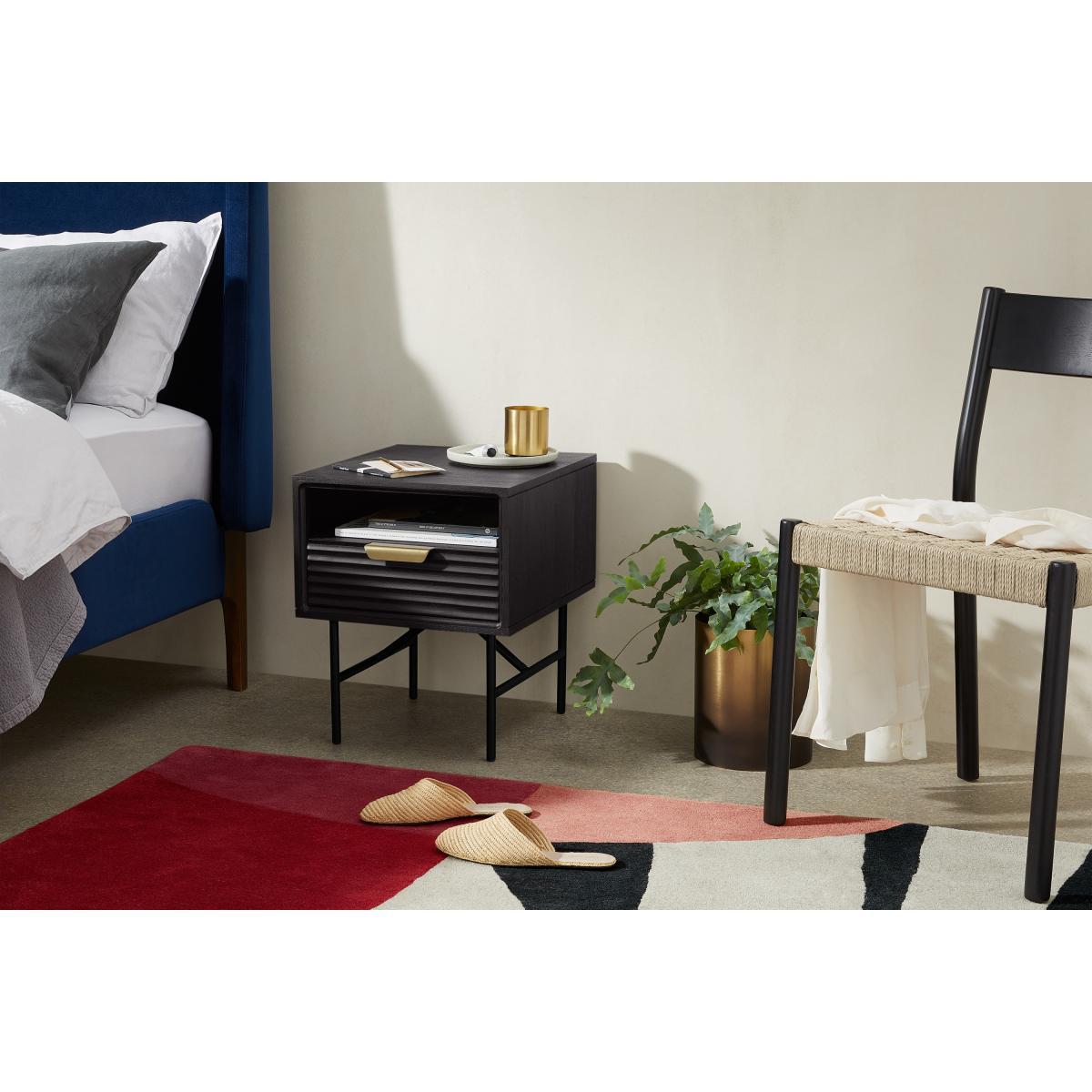 Haines Bedside Table, Black Stain Mango Wood & Brass – image 4