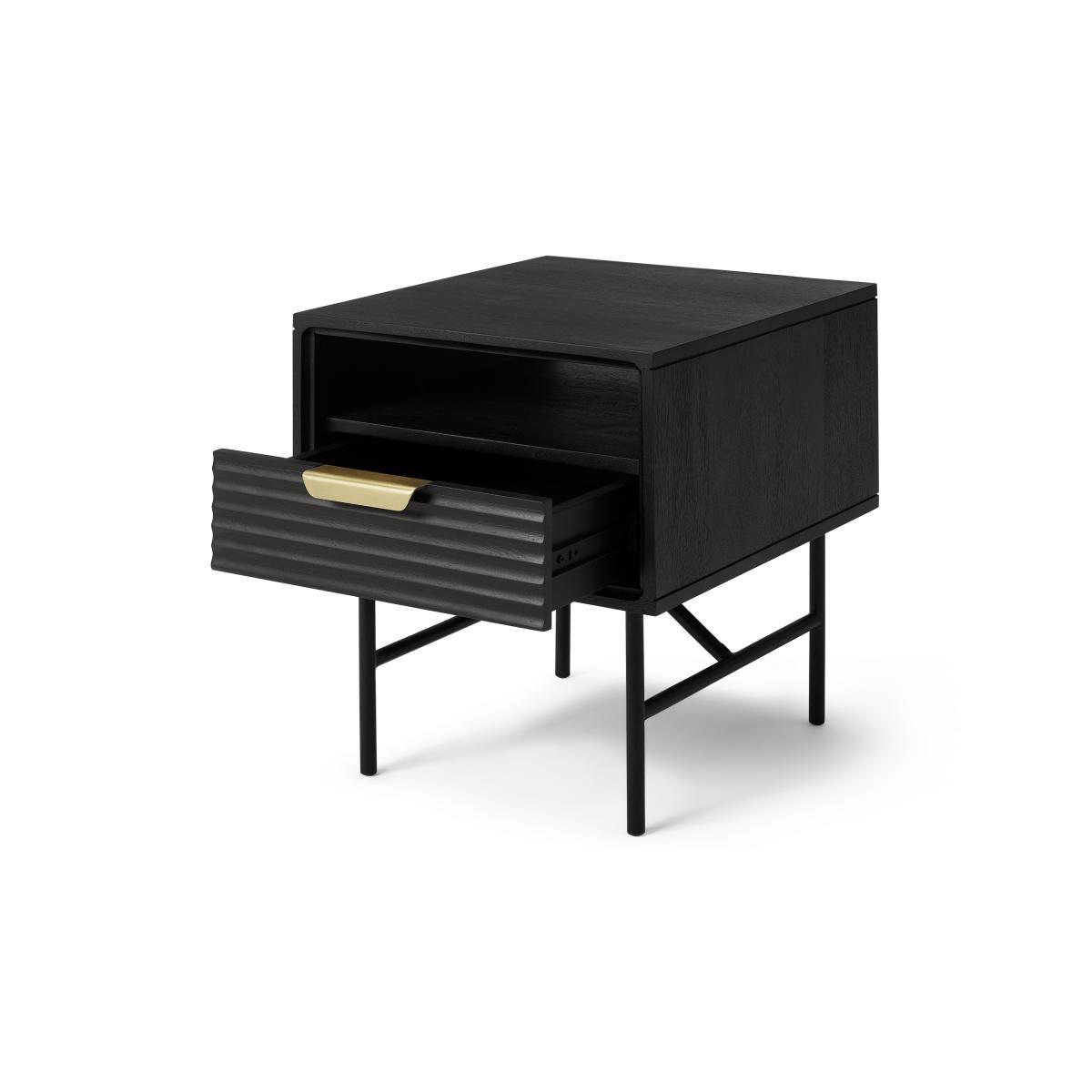 Haines Bedside Table, Black Stain Mango Wood & Brass – image 6