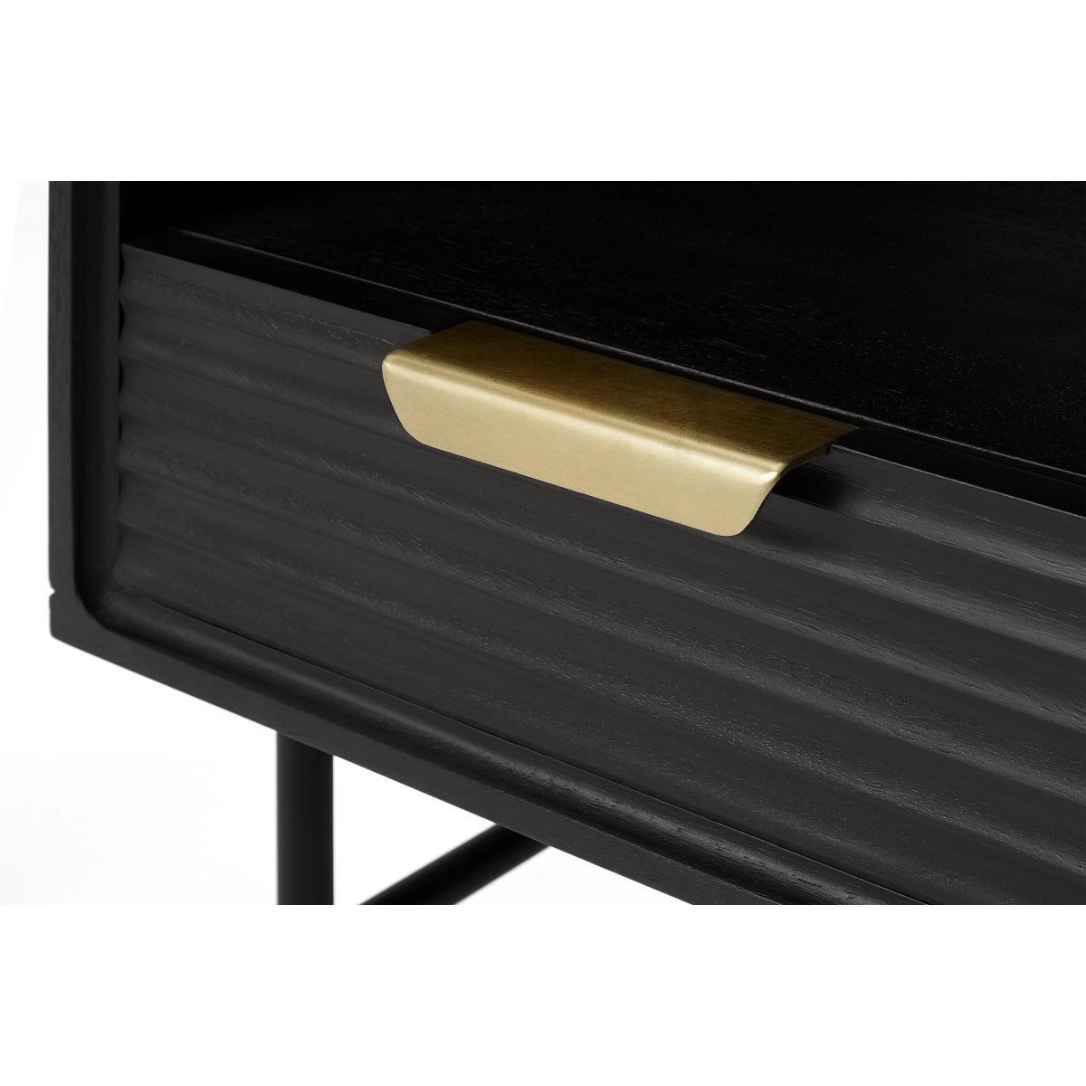 Haines Bedside Table, Black Stain Mango Wood & Brass – image 7