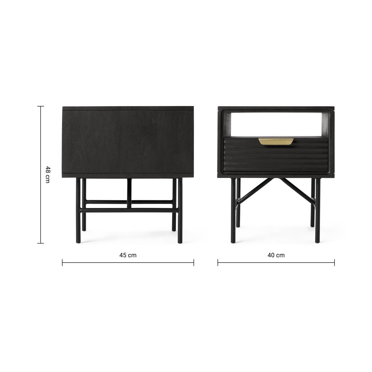 Haines Bedside Table, Black Stain Mango Wood & Brass – image 9