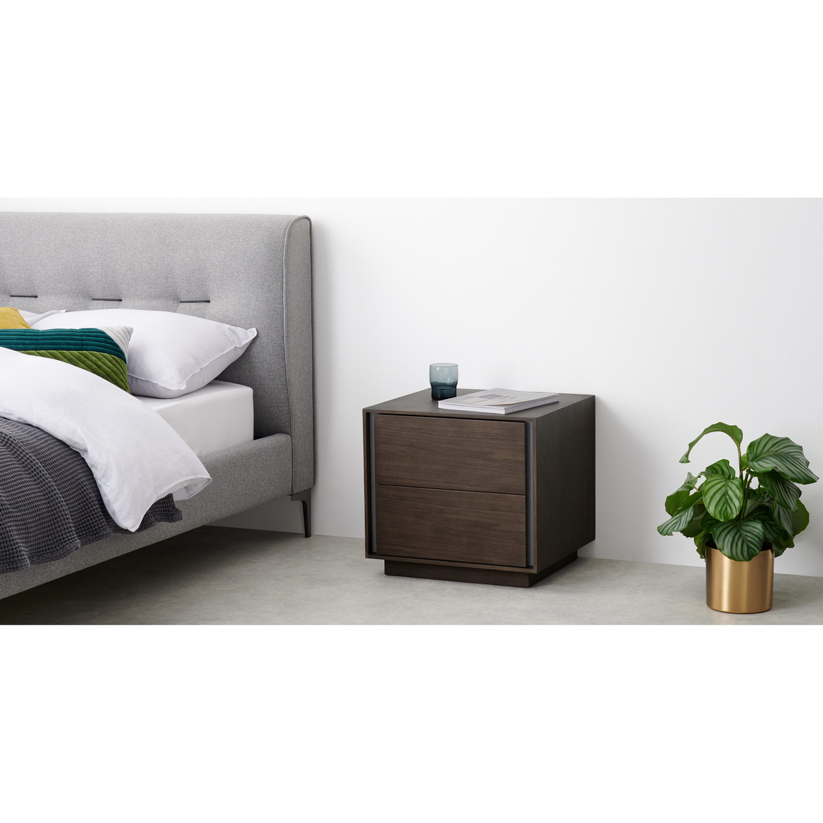 Lecki Bedside Table, Walnut & Stainless Steel – image 3