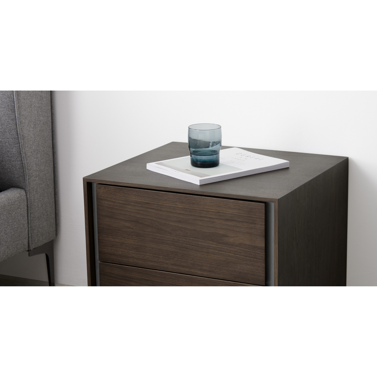 Lecki Bedside Table, Walnut & Stainless Steel – image 4