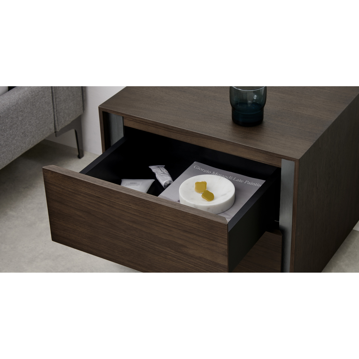 Lecki Bedside Table, Walnut & Stainless Steel – image 6