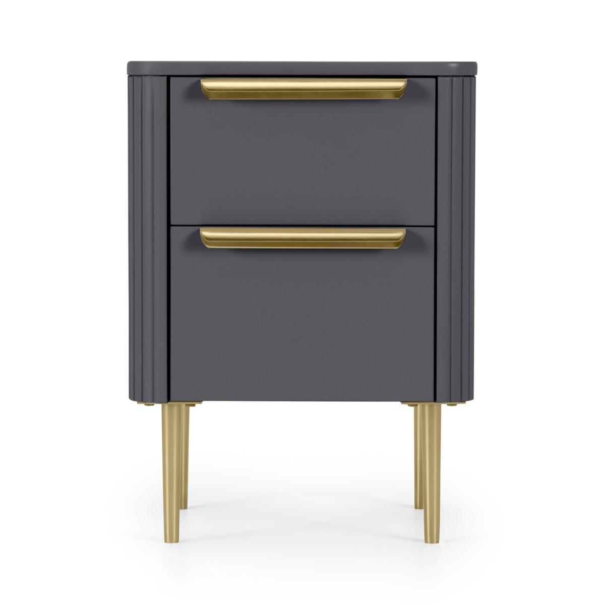Ebro Bedside Table, Dusk Grey & Brass – image 2