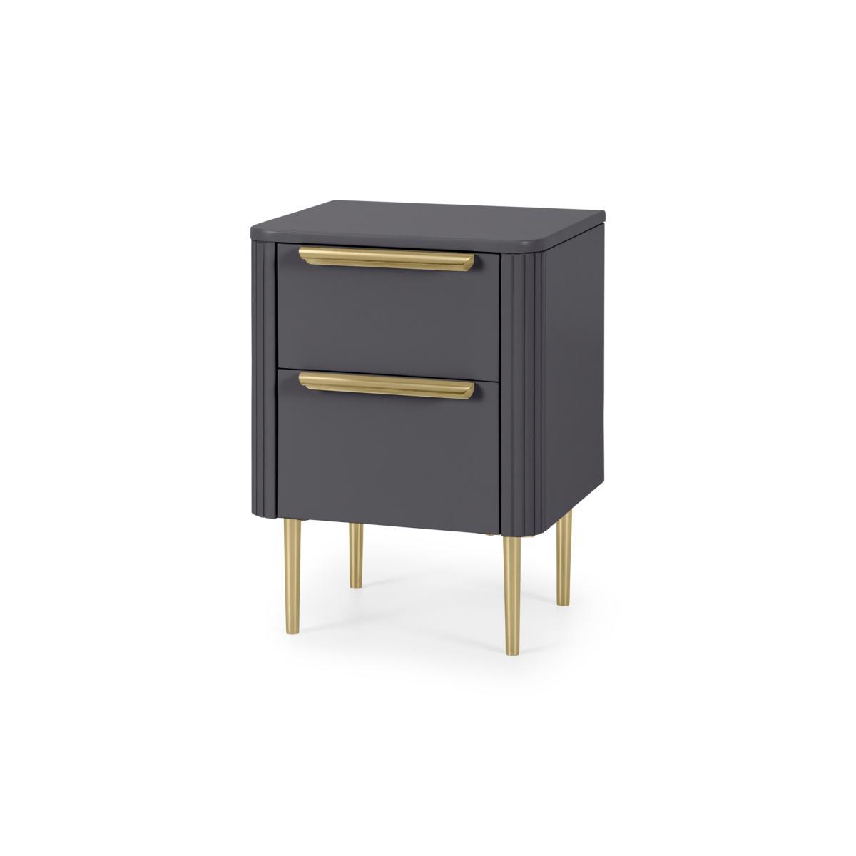 Ebro Bedside Table, Dusk Grey & Brass – image 3