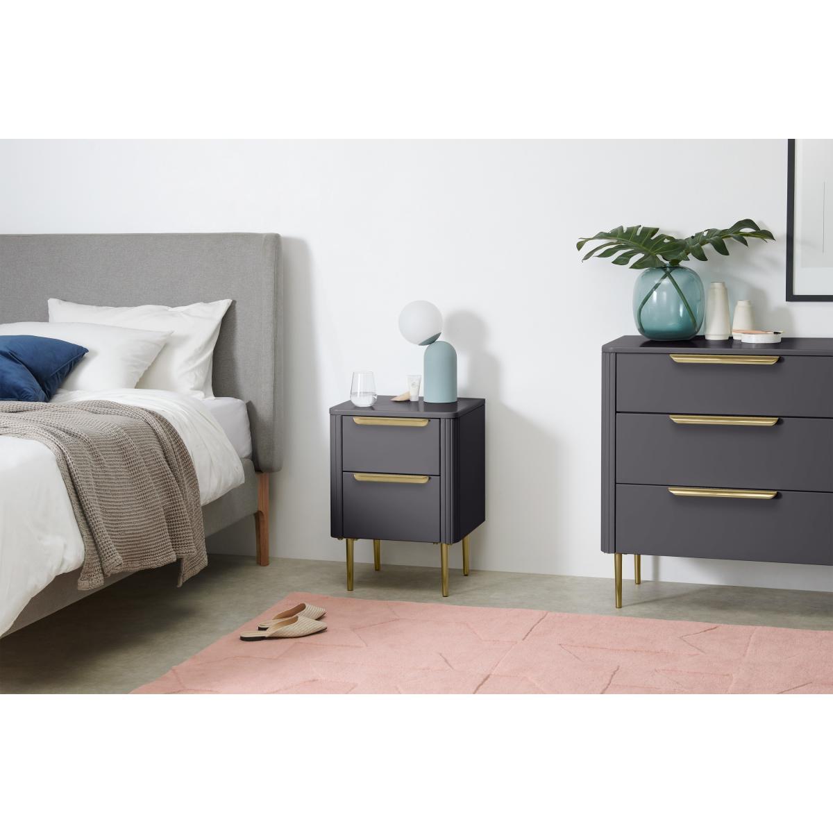 Ebro Bedside Table, Dusk Grey & Brass – image 4
