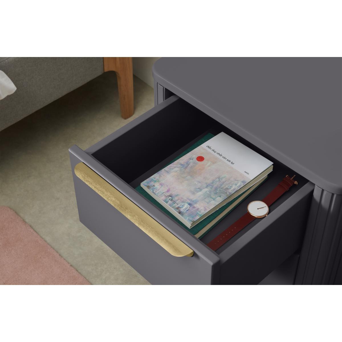 Ebro Bedside Table, Dusk Grey & Brass – image 5