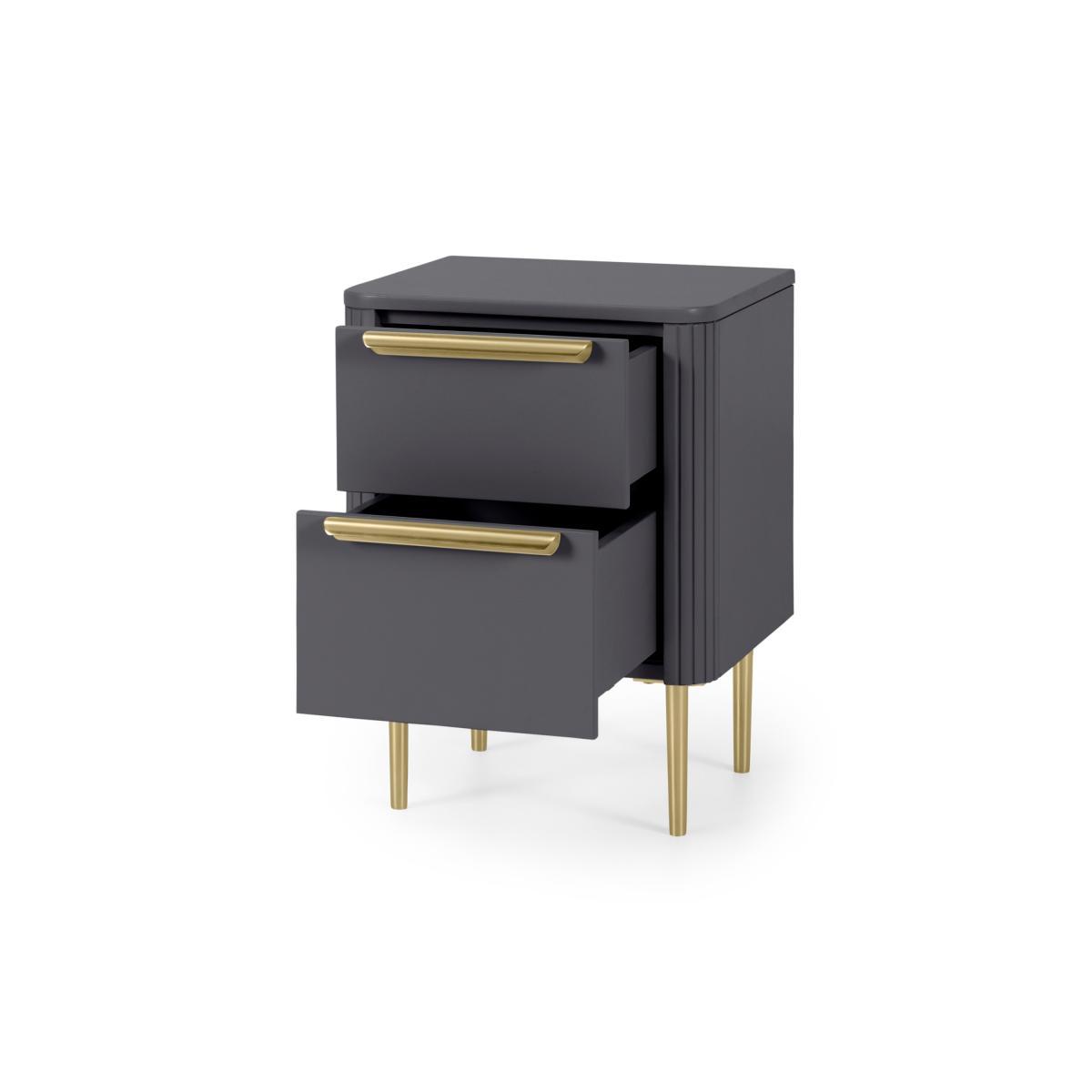 Ebro Bedside Table, Dusk Grey & Brass – image 6