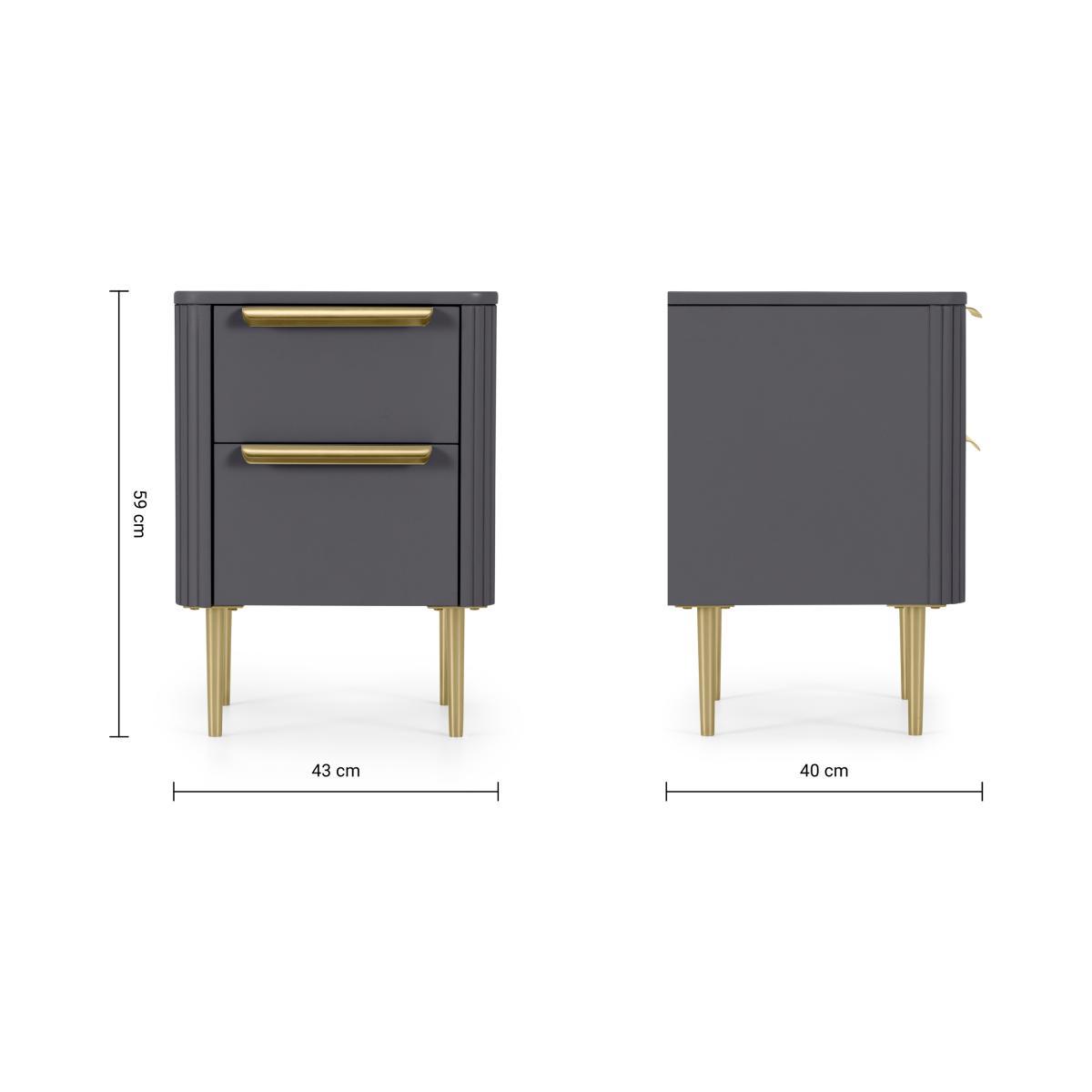Ebro Bedside Table, Dusk Grey & Brass – image 8