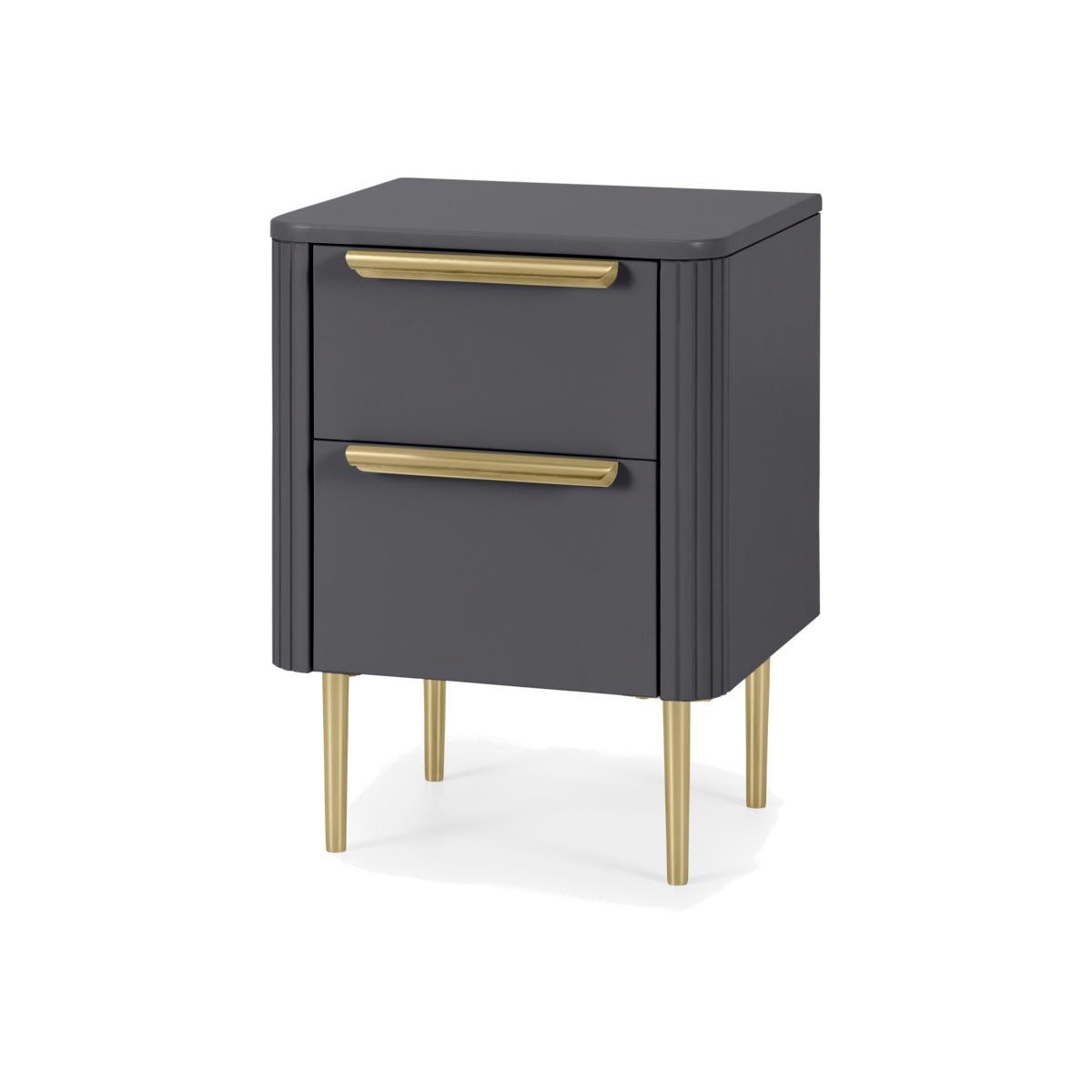 Ebro Bedside Table, Dusk Grey & Brass – image 1