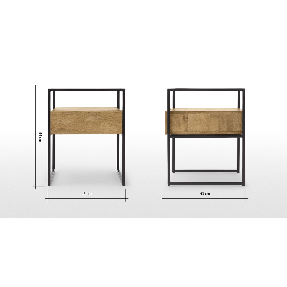 Kilby Bedside Table, Light Mango Wood & Black – image 6