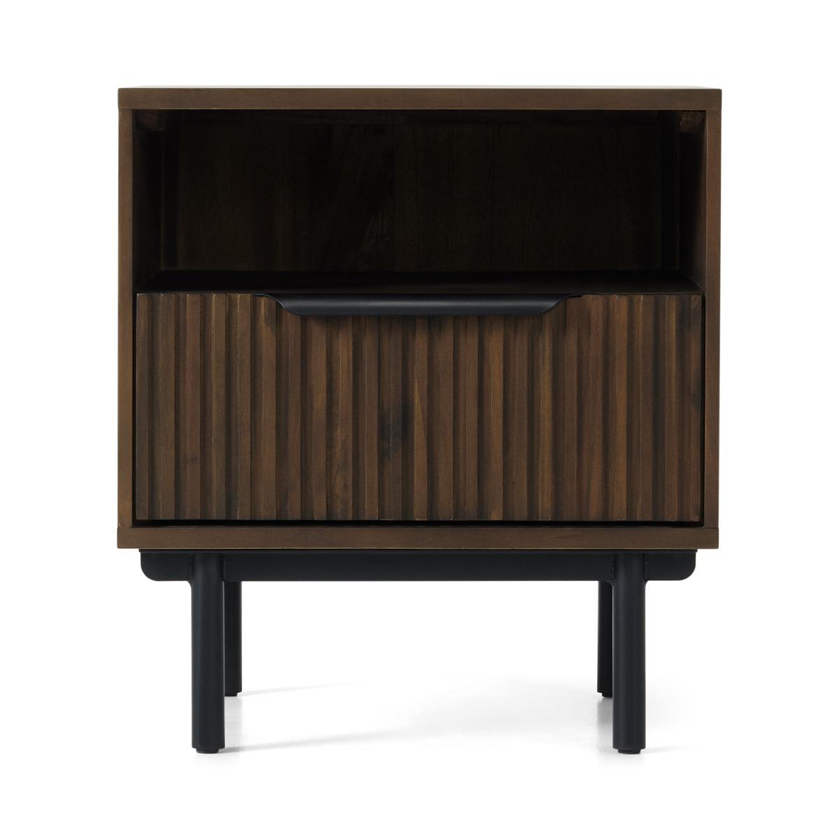 Anwick Bedside Table, Dark Stain Acacia & Black – image 2