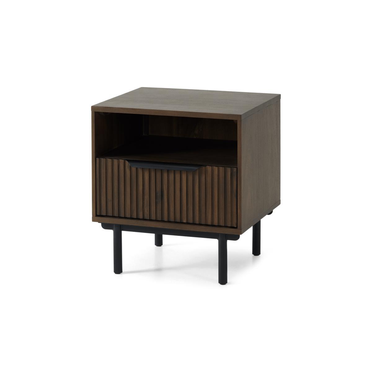 Anwick Bedside Table, Dark Stain Acacia & Black – image 3