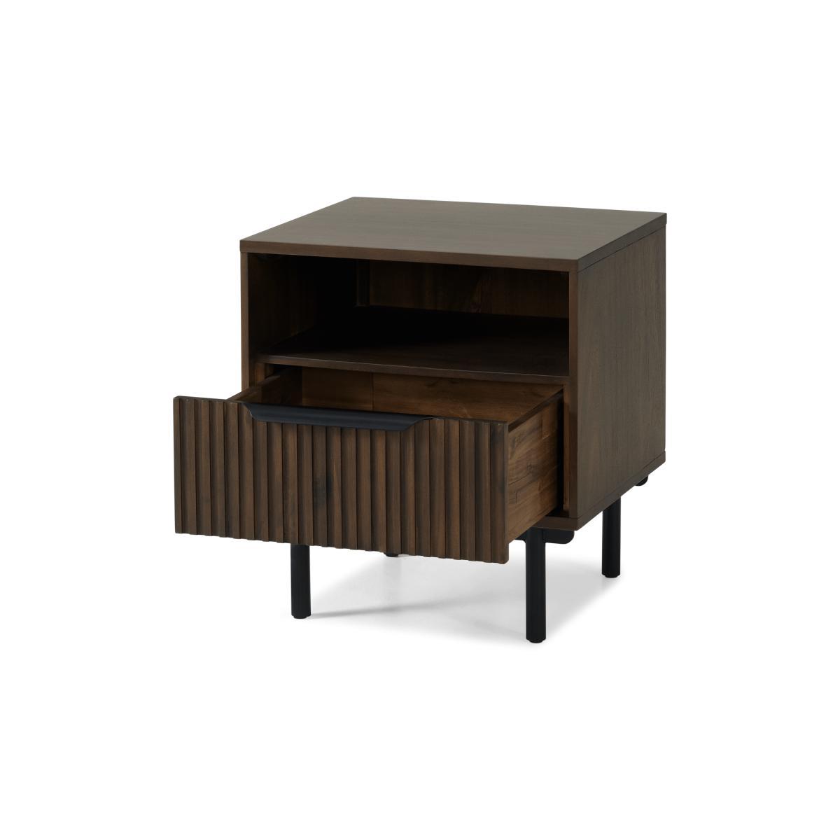 Anwick Bedside Table, Dark Stain Acacia & Black – image 6