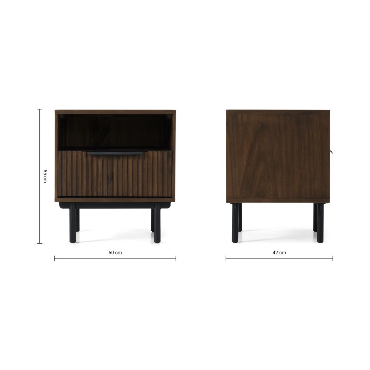 Anwick Bedside Table, Dark Stain Acacia & Black – image 8