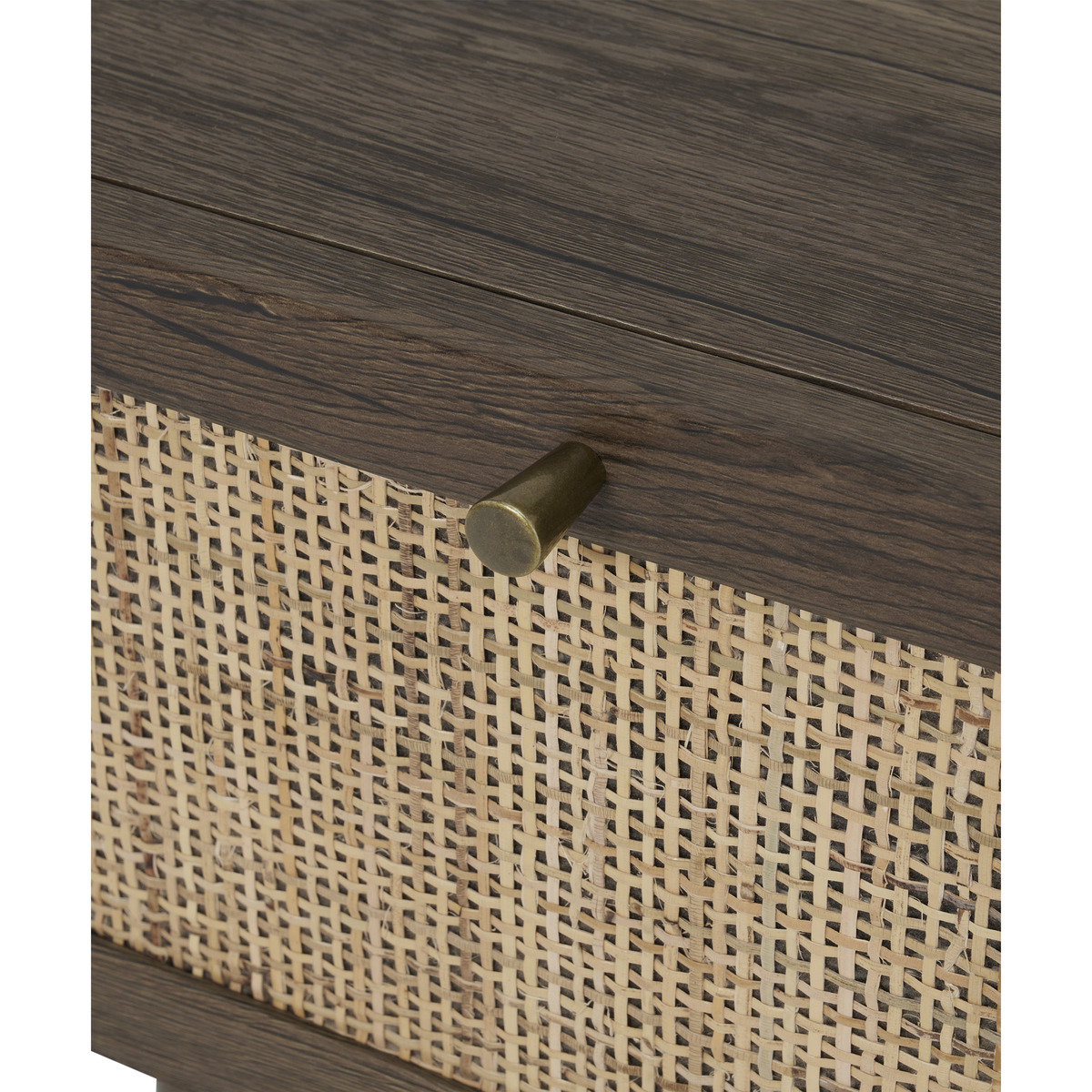 Pavia Bedside Table, Natural Rattan & Walnut Effect – image 4